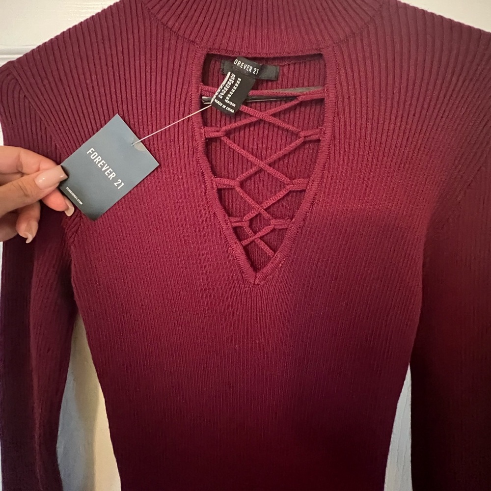 Burgundy sweater dress